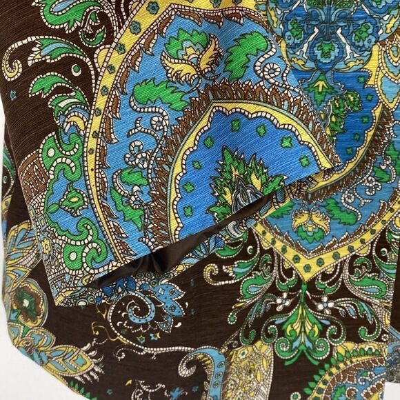 Silkland silk paisley print 3/4 sleeves single button closure blazer size 1X - Picture 3 of 9